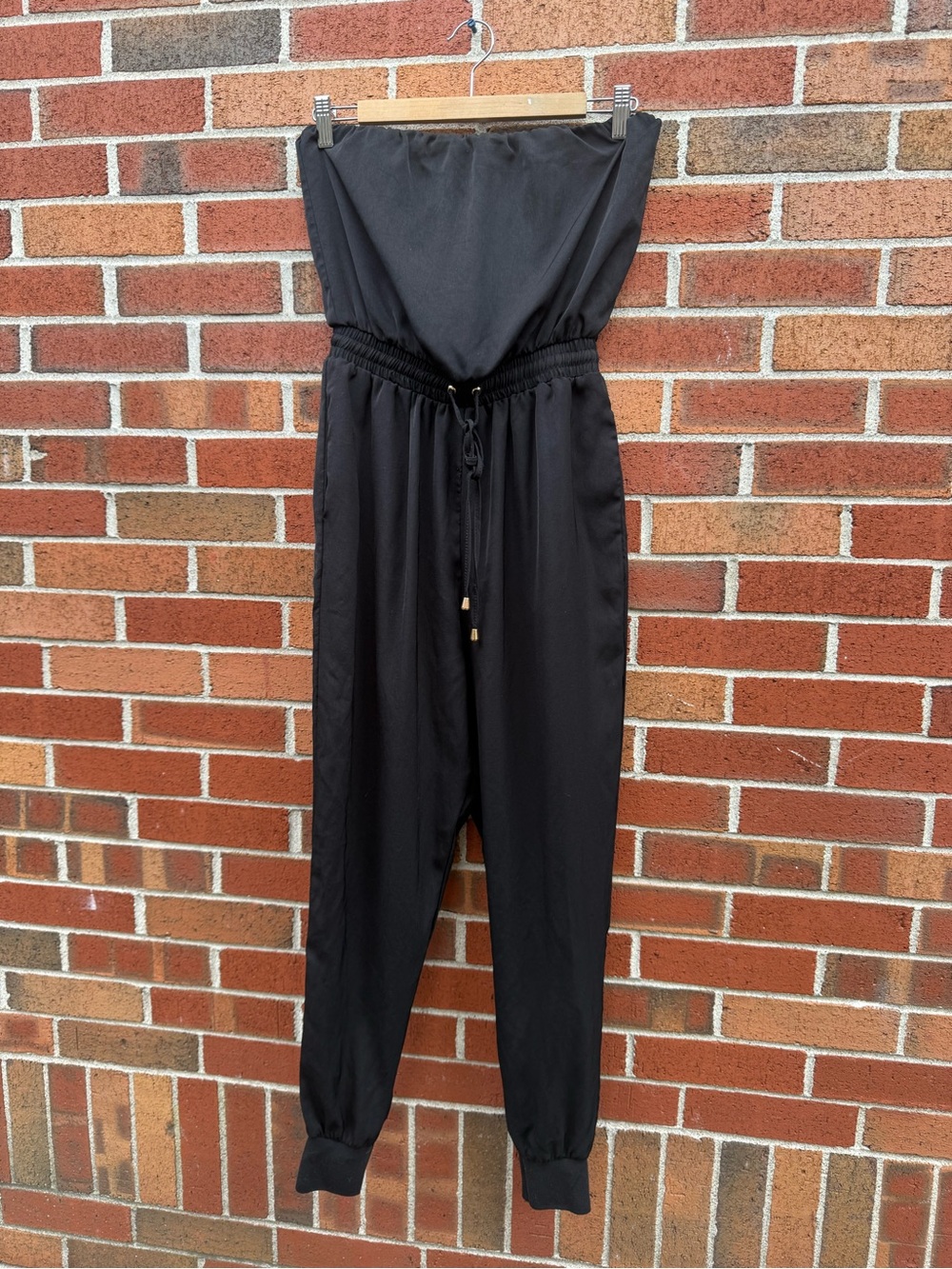 Windsor Black Strapless Jogger Jumpsuit Size Small